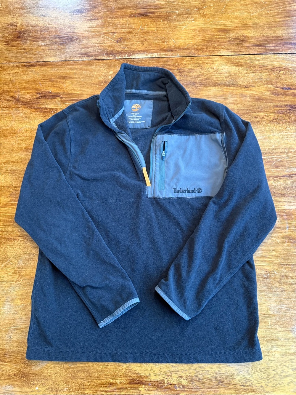 Timberland Black Lightweight Fleece Pullover with Zip Chest Pocket